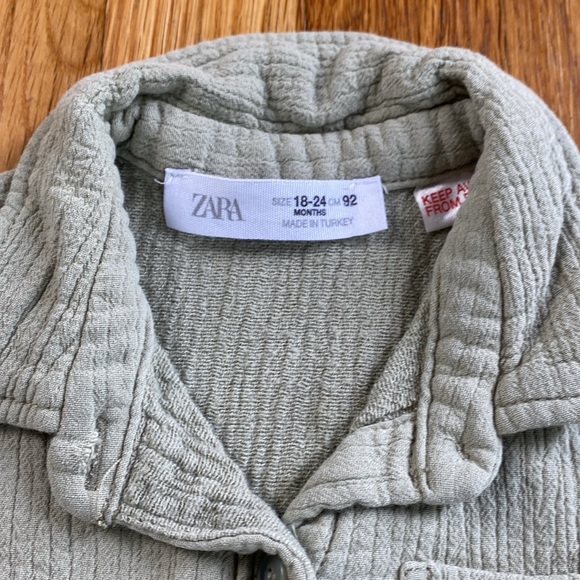 Zara Sage Green Baby Button-Up Dress - Picture 2 of 4